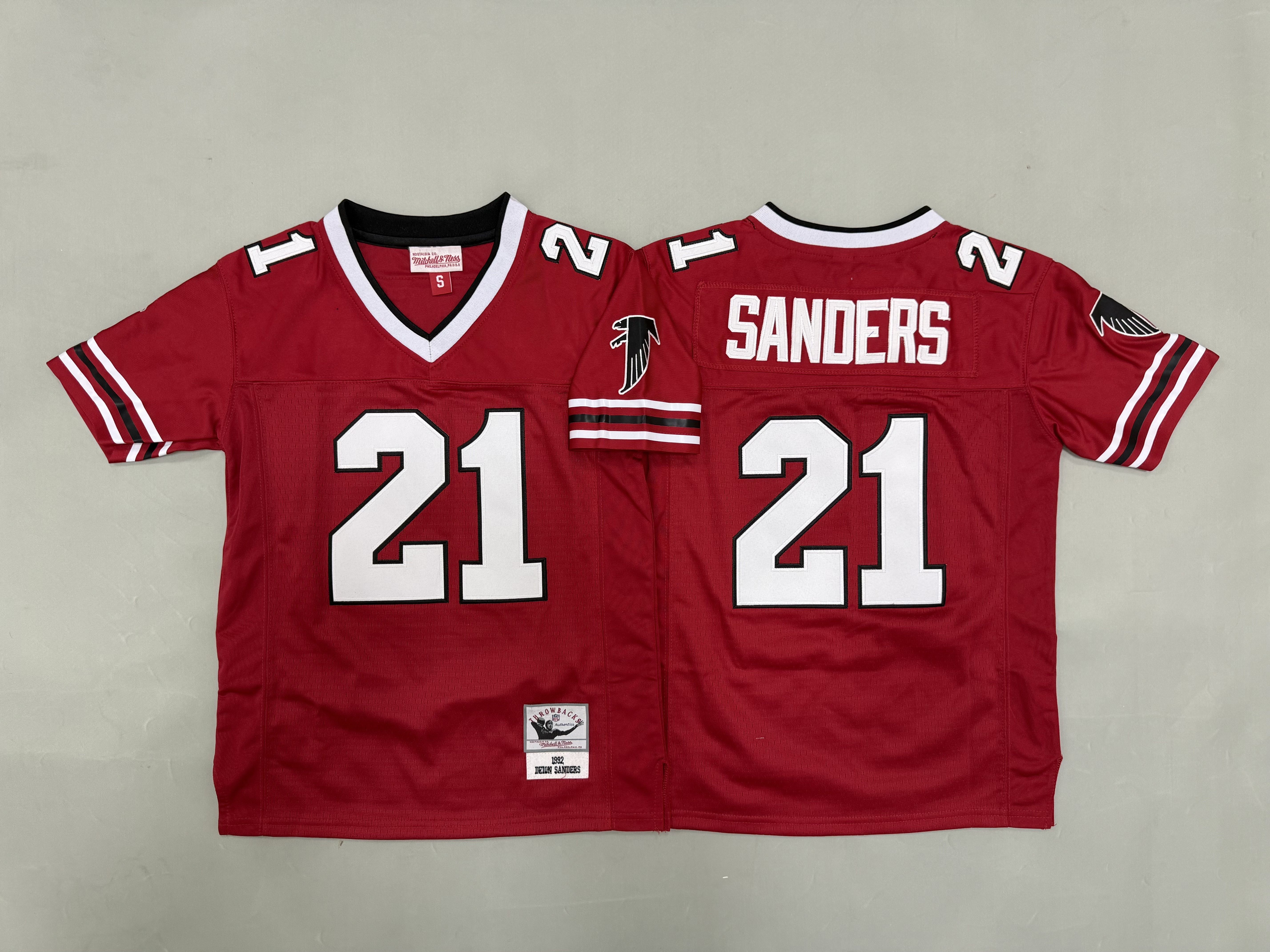 Youth 2026 Atlanta Falcons #21 Sanders Red Throwback Limited NFL Jersey style 01->youth nfl jersey->Youth Jersey